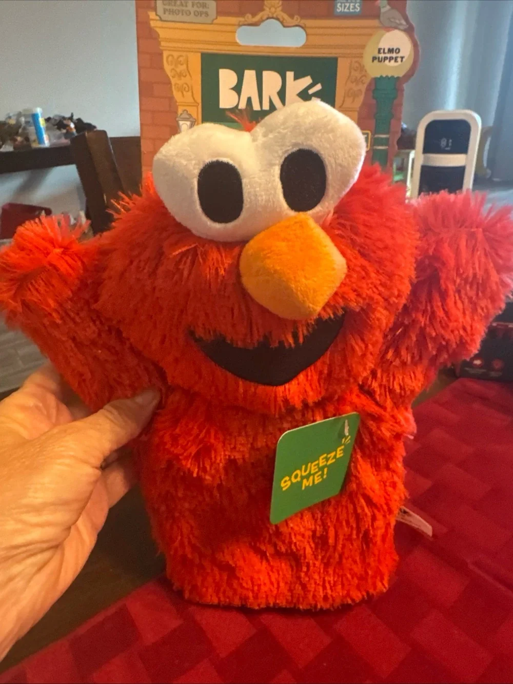 Elmo bark box dog toy